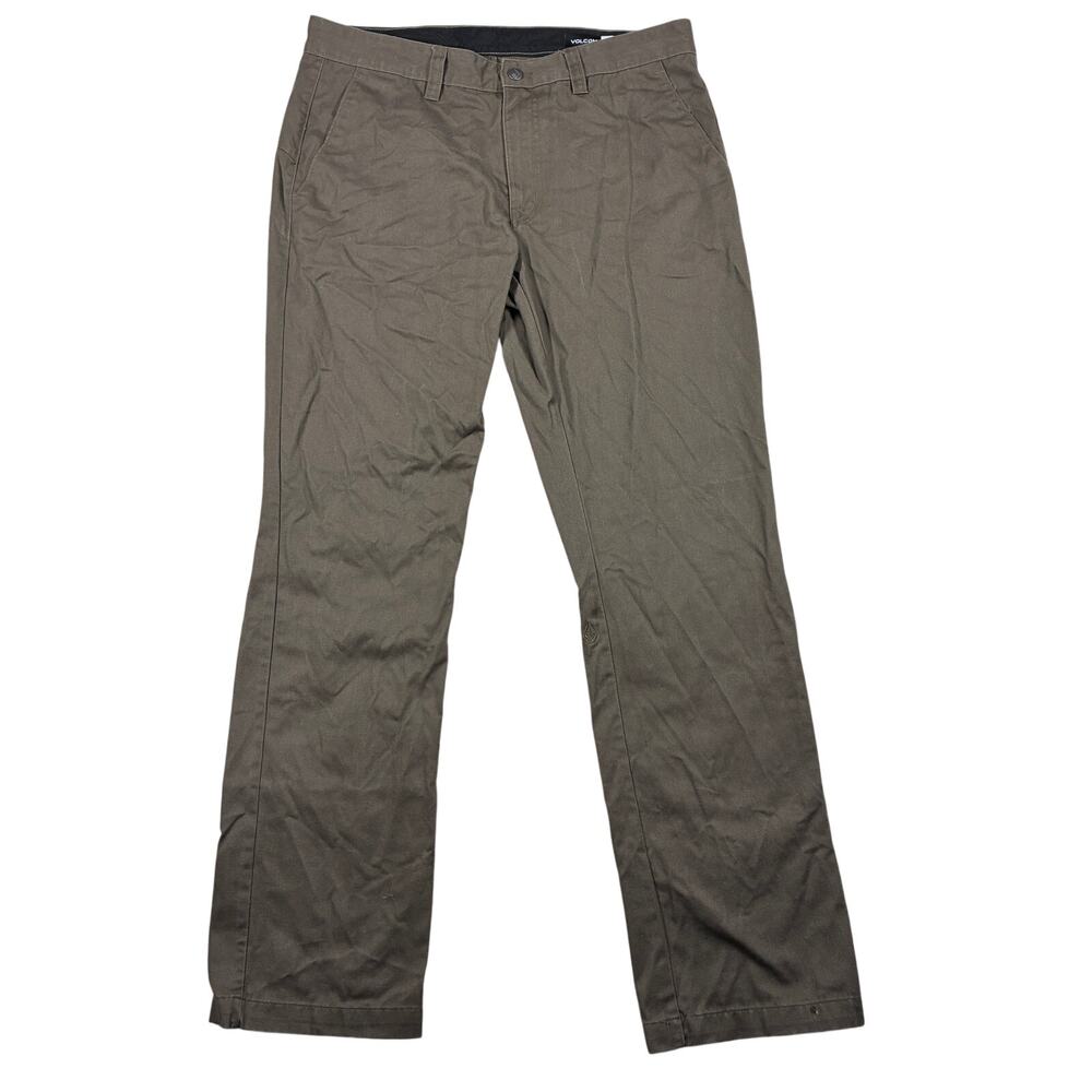 Volcom V Monty Chino Pants Mens 34 x 31.5 Brown Straight Flat Front Casual Work